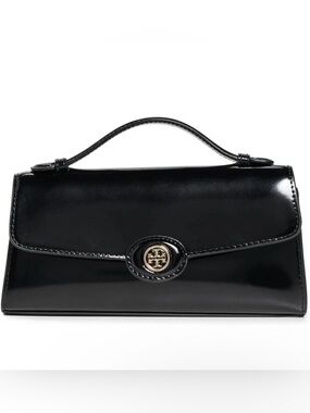 Tory Burch Robinson Spazzolato Top Handle C/B Wallet. Black/Gold.
